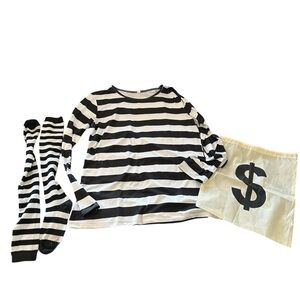 Black and White Midi Dress with Classic Stripes